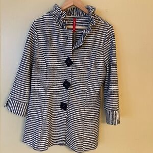 IC by Connie K Jacket - B & W Striped, Stand Collar, Geometric Buttons - Size L